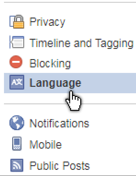 Fcebook language options